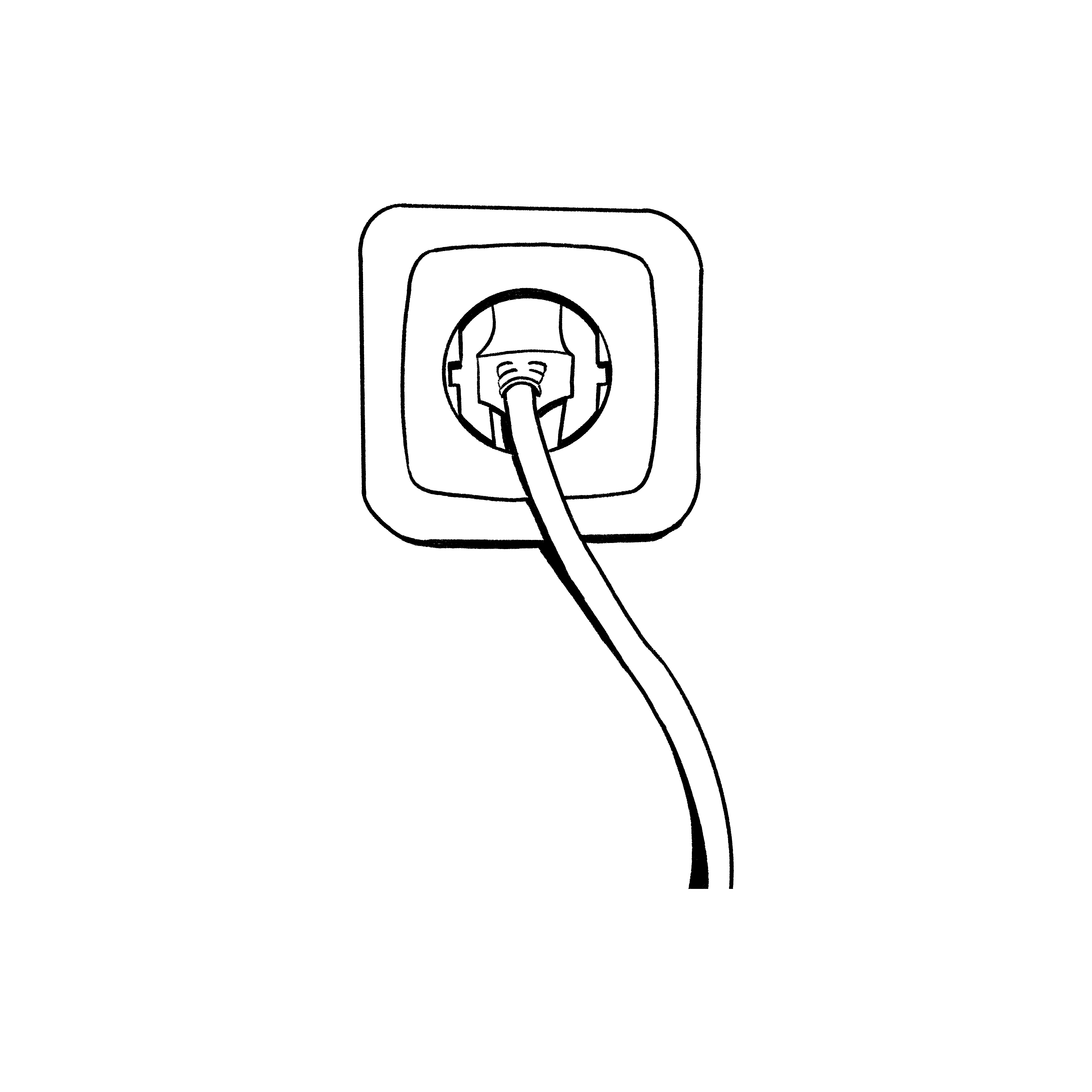 Illustration einer Steckdose mit angeschlossenem Kabel
